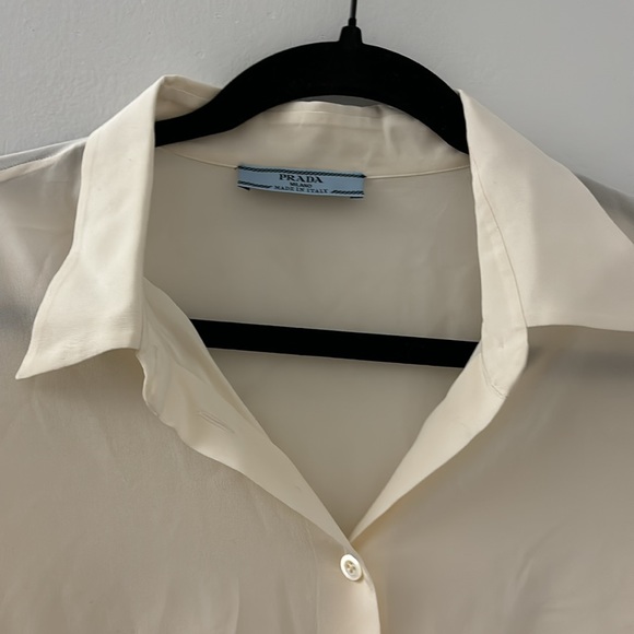 Prada silk cream button down shirt - Picture 2 of 7